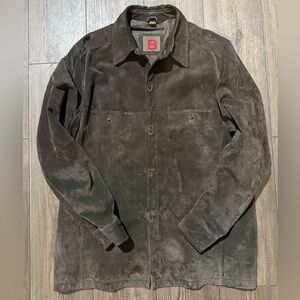 Vintage 90s Bernardo Suede Leather Shirt Jacket Brown Men’s Medium